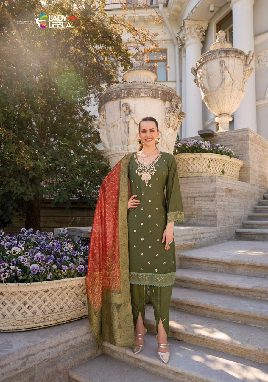 Lady Leela Tulips 2 Viscose Silk Wholesale Fancy Readymade Salwar Suit Catalog — Wholesale Readymade Suit, Lady Leela wholesale from Surat - Gallery Image 3
